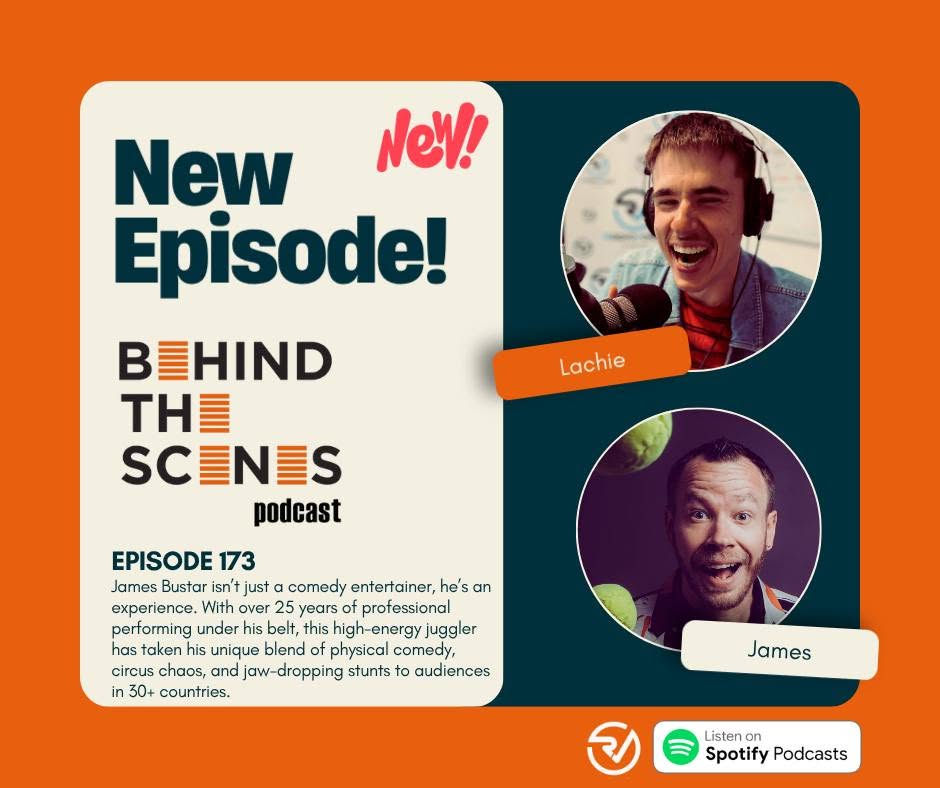 Sydney circus performer James Bustar featured on the Behind the Scenes podcast